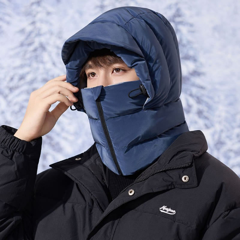 Plusock Winter Fleece Lined Hooded Scarf - Navy Blue - One Size - image 7