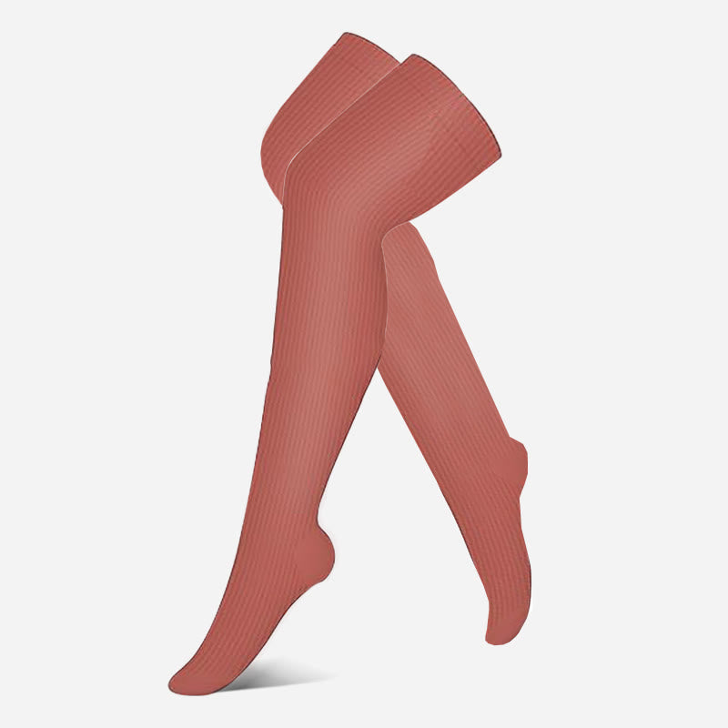 Plusock Pink Dots Series Thigh High Compression Socks(3 Pairs) - Wine - S/M - image 2