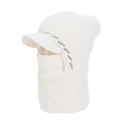 Plusock Warm Fleece Trapper Cap Hooded Scarf - White - One Size - image 12