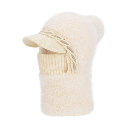 Plusock Warm Fleece Trapper Cap Hooded Scarf - Beige - One Size - image 14