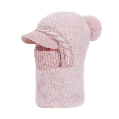 Plusock Warm Fleece Trapper Cap Hooded Scarf - Pink - One Size - image 15