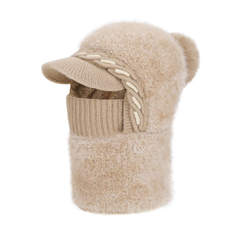 Plusock Warm Fleece Trapper Cap Hooded Scarf - Khaki - One Size - image 17