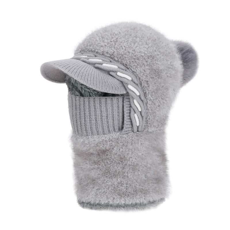 Plusock Warm Fleece Trapper Cap Hooded Scarf - Grey - One Size - image 16