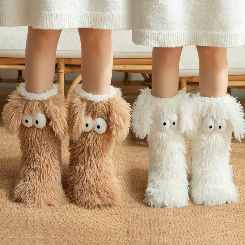 Plusock Plus Size Fluffy Monster Indoor Slipper Socks - image 0