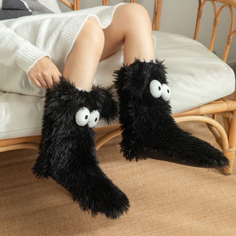 Plusock Plus Size Fluffy Monster Indoor Slipper Socks - image 2
