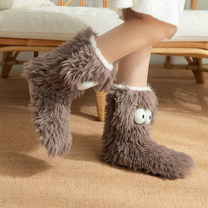 Plusock Plus Size Fluffy Monster Indoor Slipper Socks - image 9
