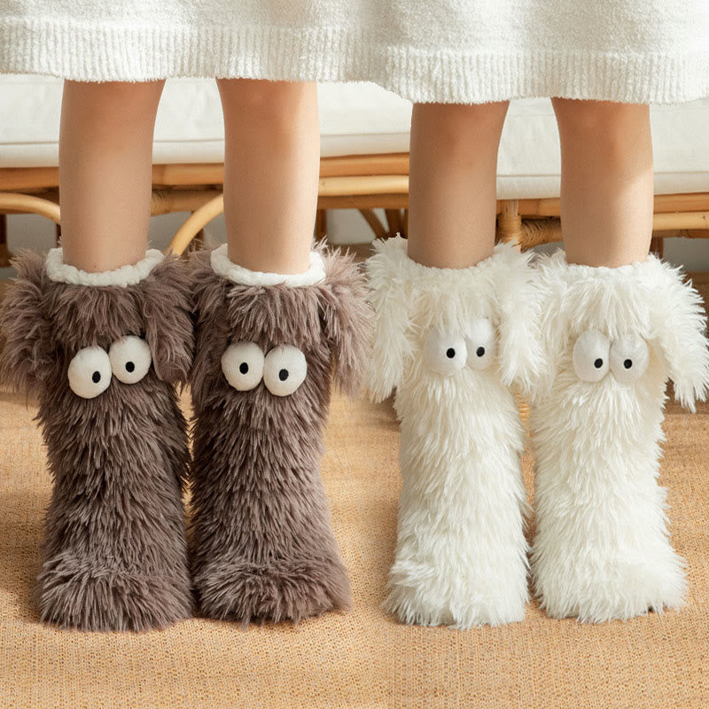 Plusock Plus Size Fluffy Monster Indoor Slipper Socks - image 6