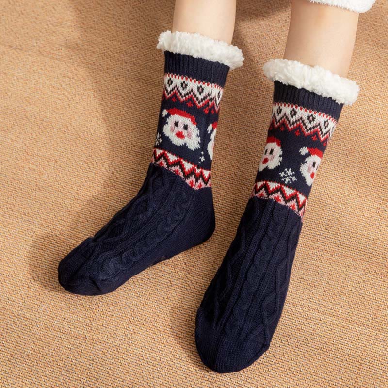 Plusock Plus Size Christmas Reindeer Santa Claus Slipper Socks - image 4