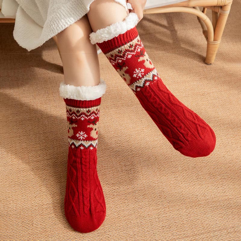 Plusock Plus Size Christmas Reindeer Santa Claus Slipper Socks - image 3