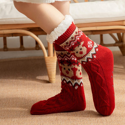 Plusock Plus Size Christmas Reindeer Santa Claus Slipper Socks - image 2