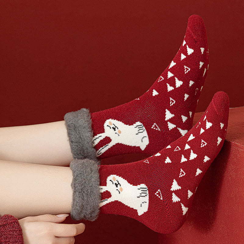 Plusock Reindeer Rabbit Thick Quarter Socks(3 Pairs) - image 3