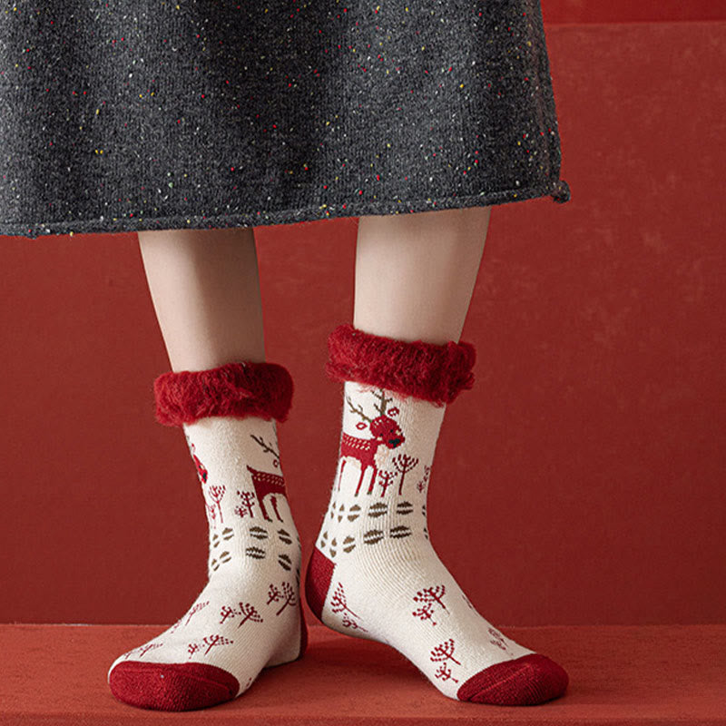 Plusock Reindeer Rabbit Thick Quarter Socks(3 Pairs) - image 1