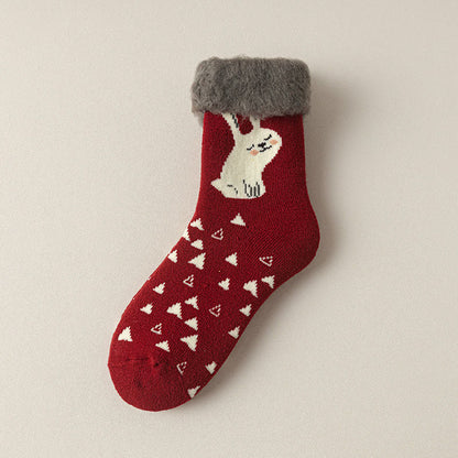 Plusock Reindeer Rabbit Thick Quarter Socks(3 Pairs) - Rabbit - EU36-40(US3-7) - image 8