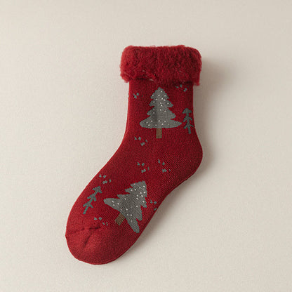 Plusock Reindeer Rabbit Thick Quarter Socks(3 Pairs) - Christmas Tree - EU36-40(US3-7) - image 7