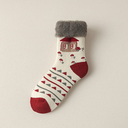 Plusock Reindeer Rabbit Thick Quarter Socks(3 Pairs) - White - EU36-40(US3-7) - image 9