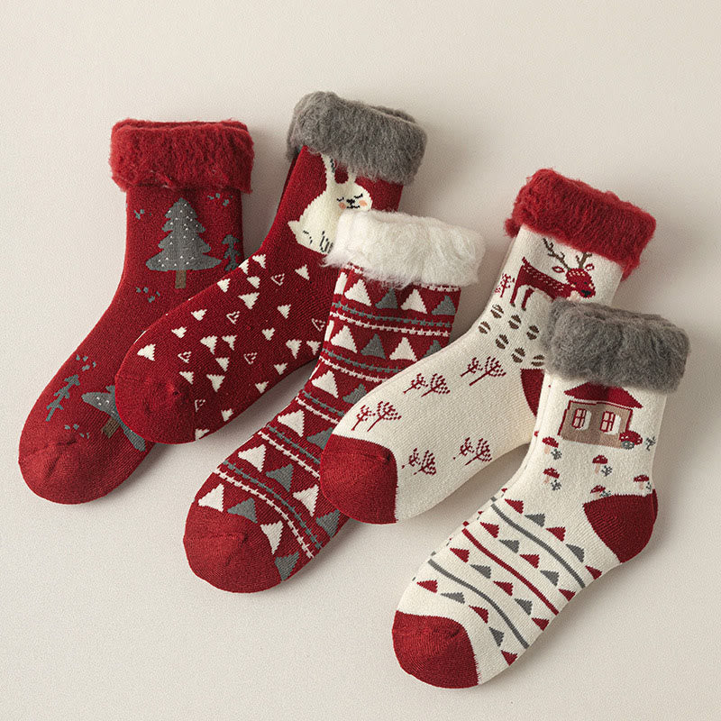 Plusock Reindeer Rabbit Thick Quarter Socks(3 Pairs) - image 6