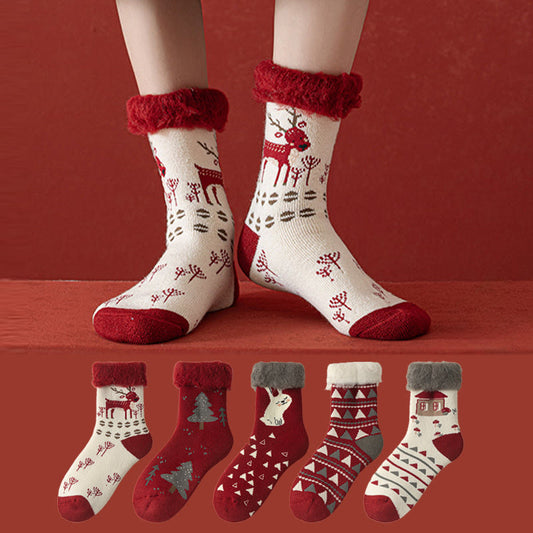 Plusock Reindeer Rabbit Thick Quarter Socks(3 Pairs) - image 0