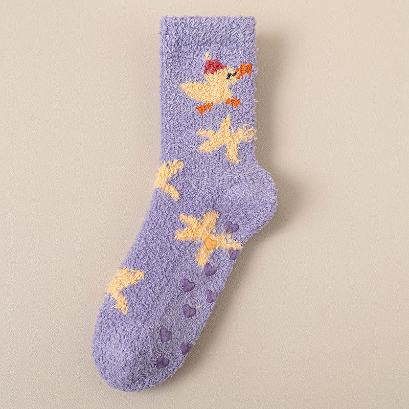 Plusock Non Shedding Coral Fleece Slipper Socks - Purple - EU36-40(US3-7) - image 12