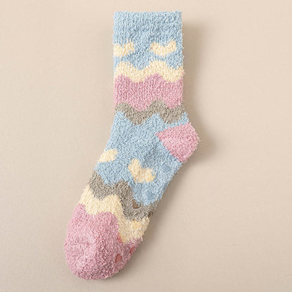 Plusock Non Shedding Coral Fleece Slipper Socks - Blue - EU36-40(US3-7) - image 11