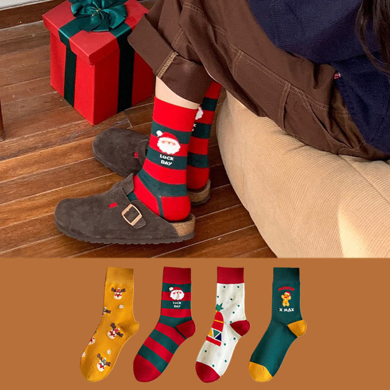 Plusock Red Christmas Quarter Socks(4 Pairs) - image 0