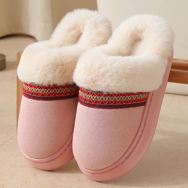 Plusock Plus Size Lace Ethnic Style Slippers - Pink - EU44-45(US9-10) - image 10