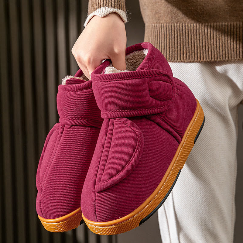 Plusock Plus Size Wind Blocking Winter Slippers - Wine - EU44-45(US10-11) - image 8