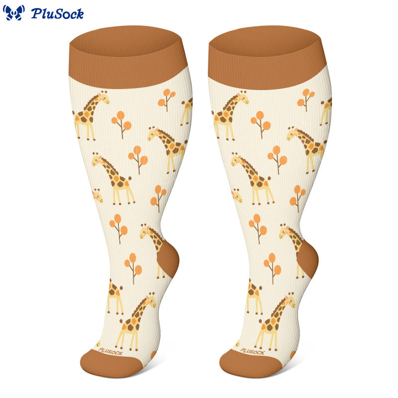 Plusock Plus Size Giraffe Tiger Lion Compression Socks(3 Pairs) - image 4