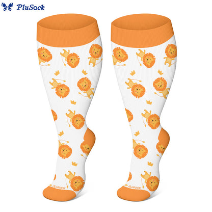 Plusock Plus Size Giraffe Tiger Lion Compression Socks(3 Pairs) - image 2