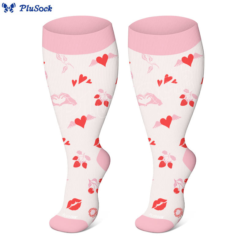 Plusock Plus Size Bow Heart Compression Socks(3 Pairs) - image 2