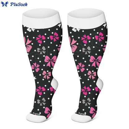 Plusock Plus Size Bow Heart Compression Socks(3 Pairs) - image 3