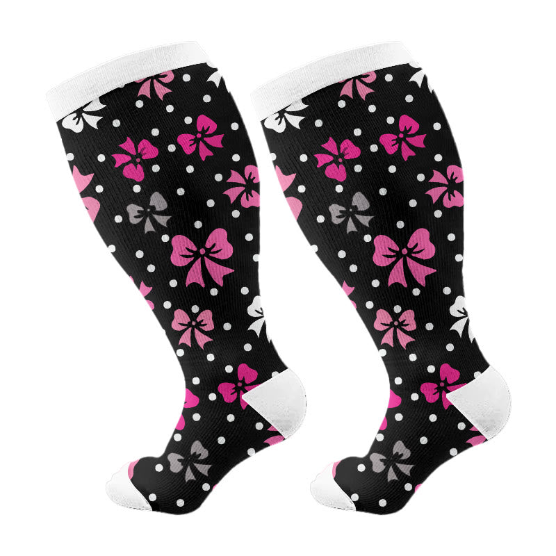 Plusock Plus Size Bow Heart Compression Socks(3 Pairs) - Black(1 Pair) - 4XL - image 5