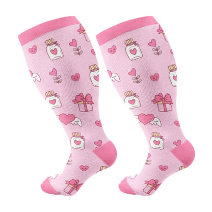 Plusock Plus Size Bow Heart Compression Socks(3 Pairs) - Pink(1 Pair) - 4XL - image 7