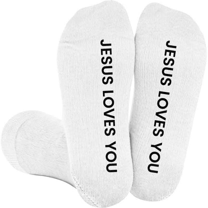Plusock Plus Size Jesus Loves You Compression Socks(3 Pairs) - White(1 Pair) - 4XL - image 1