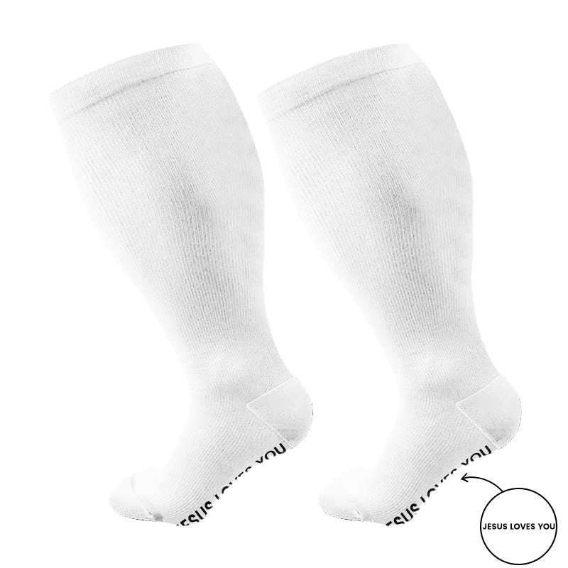 Plusock Plus Size Jesus Loves You Compression Socks(3 Pairs) - image 4