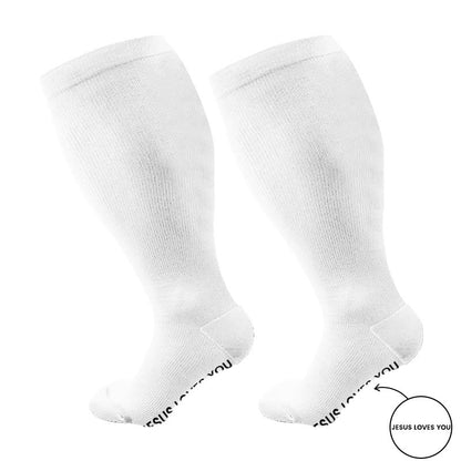 Plusock Plus Size Jesus Loves You Compression Socks(3 Pairs) - image 4