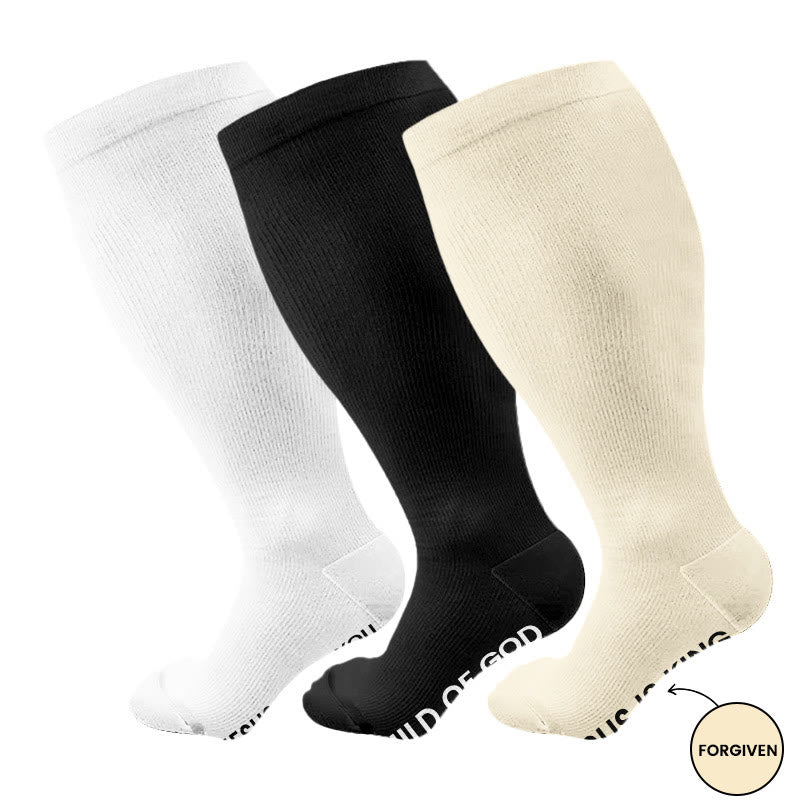 Plusock Plus Size Jesus Loves You Compression Socks(3 Pairs) - image 0