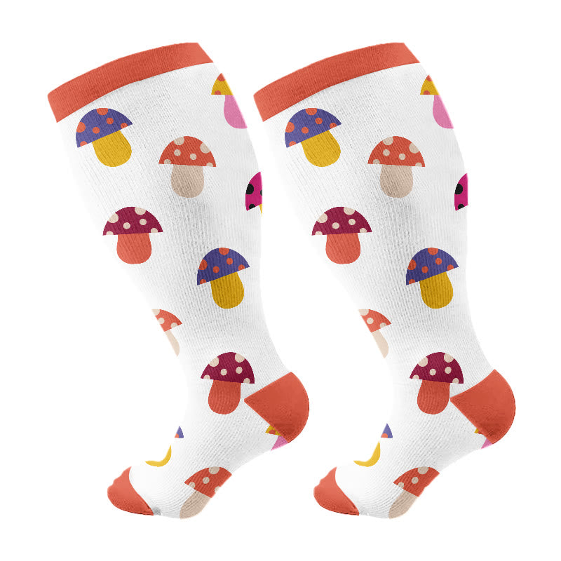 Plusock Plus Size Fox Mushroom Compression Socks(3 Pairs) - Red(1 Pari) - 4XL - image 3
