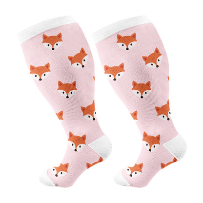 Plusock Plus Size Fox Mushroom Compression Socks(3 Pairs) - Pink(1 Pair) - 4XL - image 2