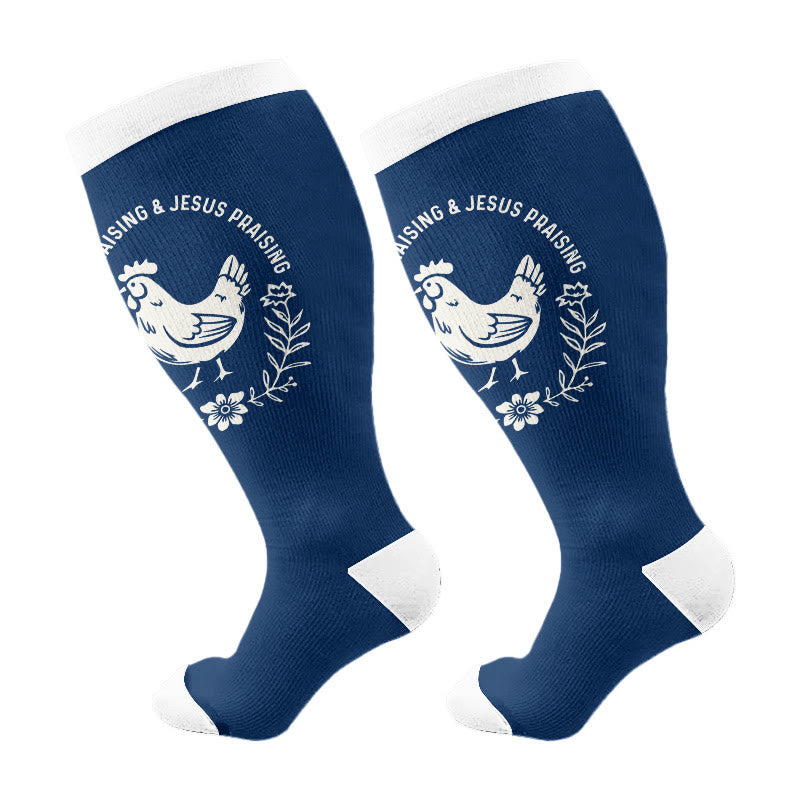 Plusock Plus Size Praise Jesus Compression Socks(3 Pairs) - Navy Blue(1 Pair) - 4XL - image 2