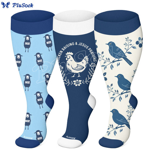 Plusock Plus Size Praise Jesus Compression Socks(3 Pairs) - image 0