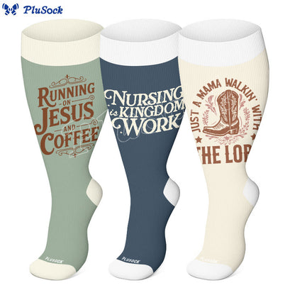 Plusock Plus Size Faith Scripture Compression Socks(3 Pairs) - image 0