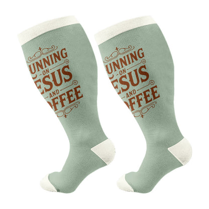 Plusock Plus Size Faith Scripture Compression Socks(3 Pairs) - Green(1 Pair) - 4XL - image 6