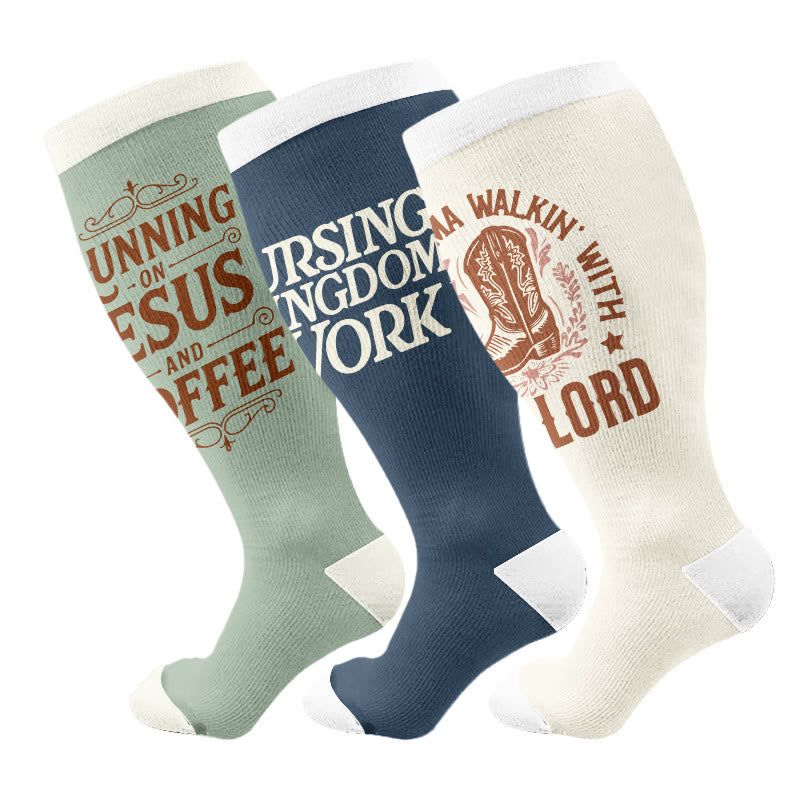 Plusock Plus Size Faith Scripture Compression Socks(3 Pairs) - Multicolor - 4XL - image 1