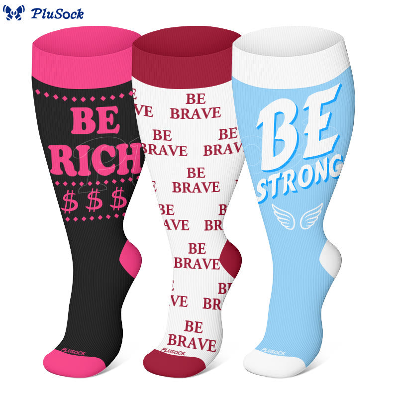 Plusock Plus Size Encouraging Words Compression Socks(3 Pairs) - image 0