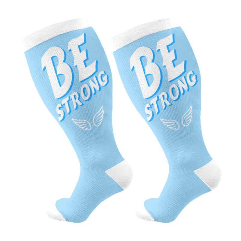 Plusock Plus Size Encouraging Words Compression Socks(3 Pairs) - Blue(1 Pair) - 4XL - image 6