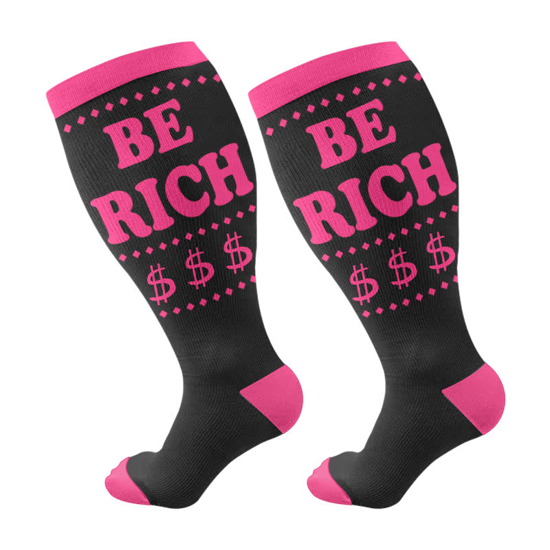 Plusock Plus Size Encouraging Words Compression Socks(3 Pairs) - Rose(1 Pair) - 4XL - image 5