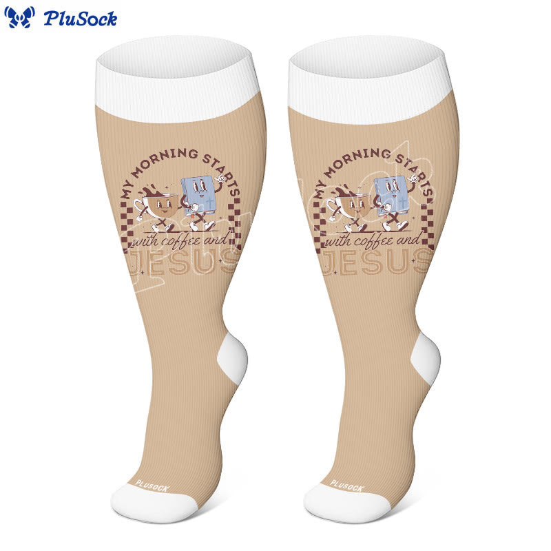Plusock Plus Size Coffee Faith Compression Socks(3 Pairs) - image 3