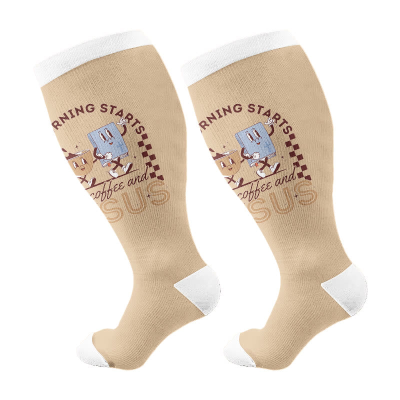 Plusock Plus Size Coffee Faith Compression Socks(3 Pairs) - Coffee(1 Pair) - 4XL - image 6