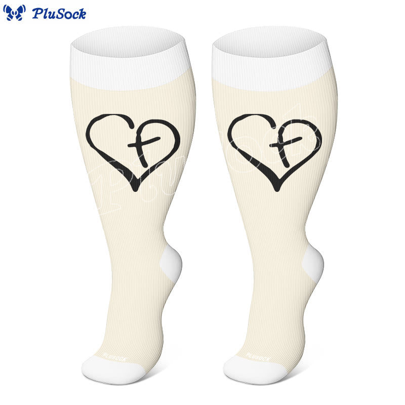 Plusock Plus Size Faith Heart Cross Compression Socks(3 Pairs) - image 4