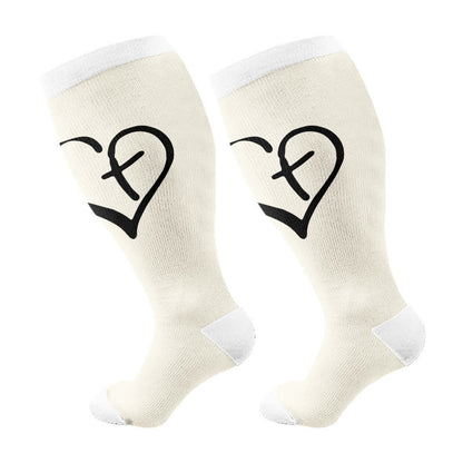 Plusock Plus Size Faith Heart Cross Compression Socks(3 Pairs) - Apricot(1 Pair) - 4XL - image 6